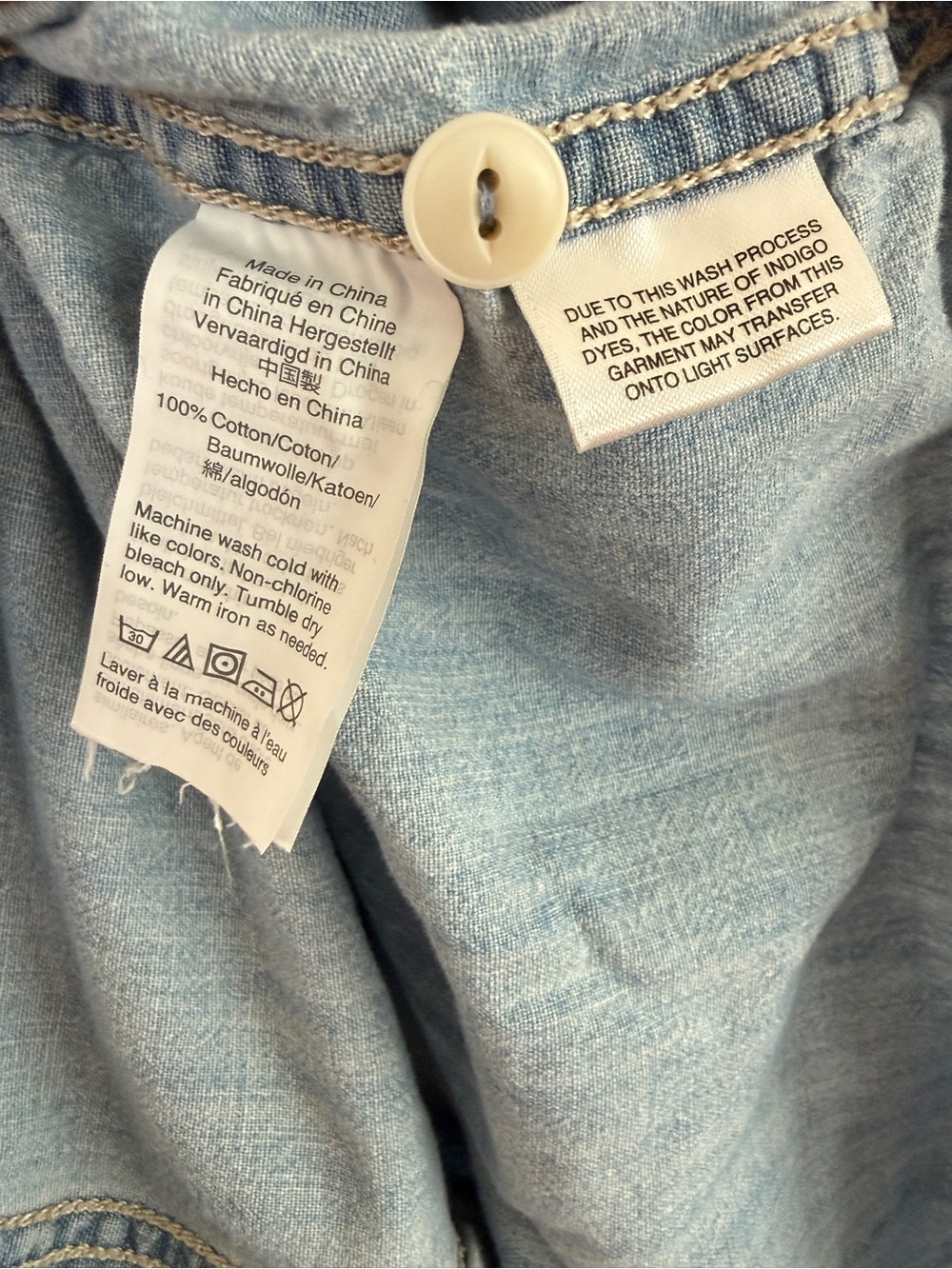 Madewell Men's Chambray Short Sleeve Button Down Shirt Light Wash Cotton, Medium - Picture 3 of 7
